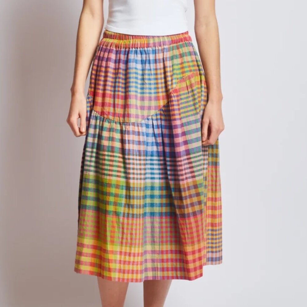 Rujuta Sheth Wave Skirt, Postcard Chex - Size S